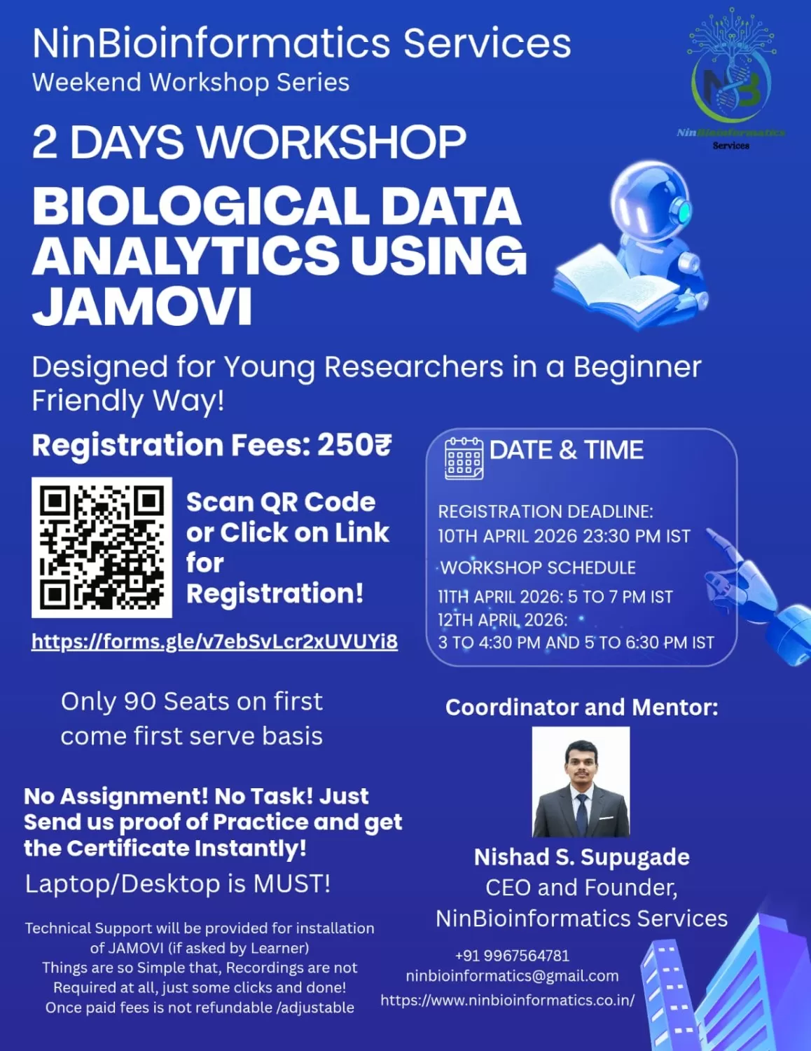 -Day Online Workshop on Biological Data Analysis using JAMOVI