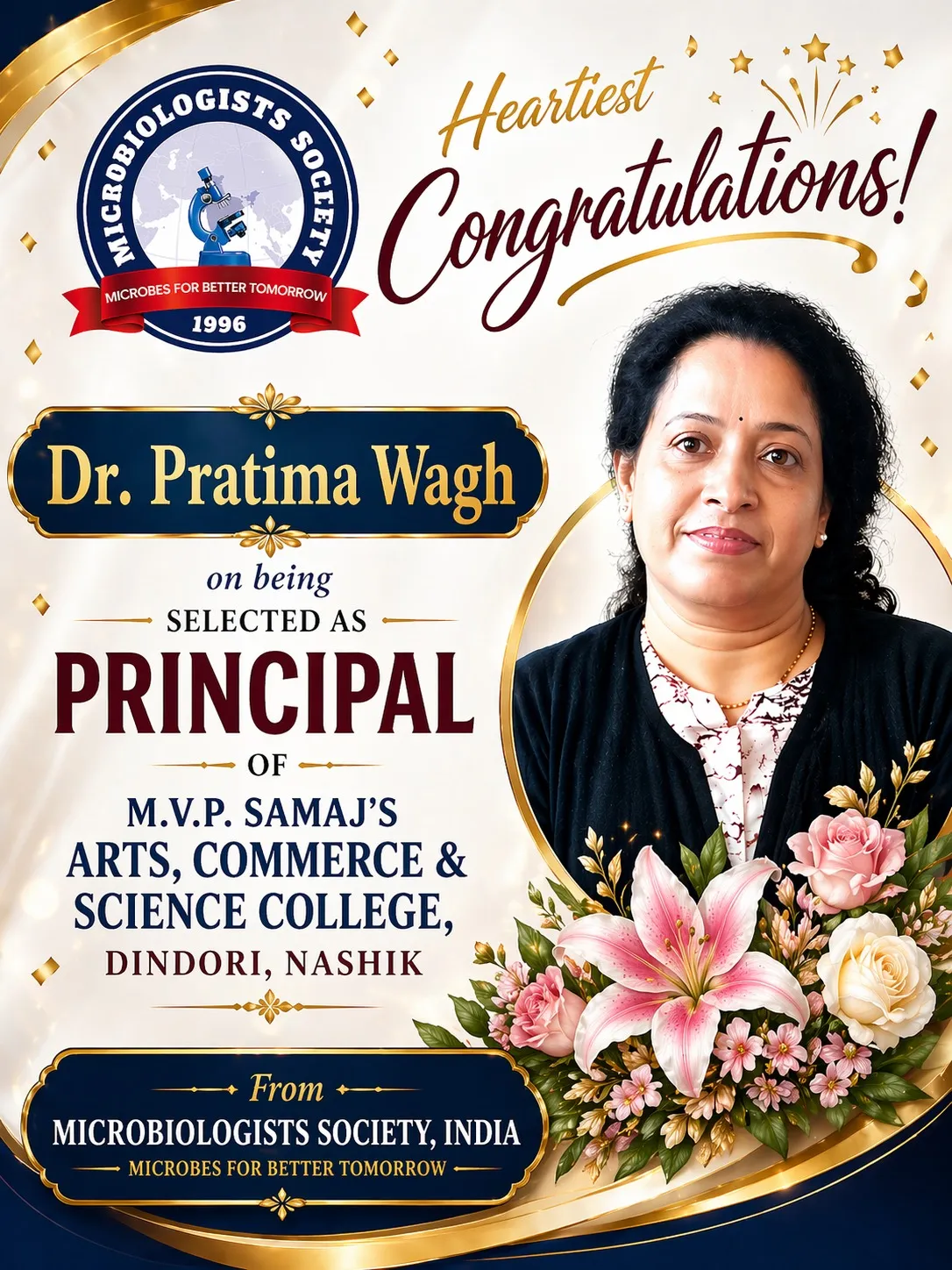 Dr. Pratima Wagh Appointed Principal of MVP Samaj’s College, Dindori Nashik