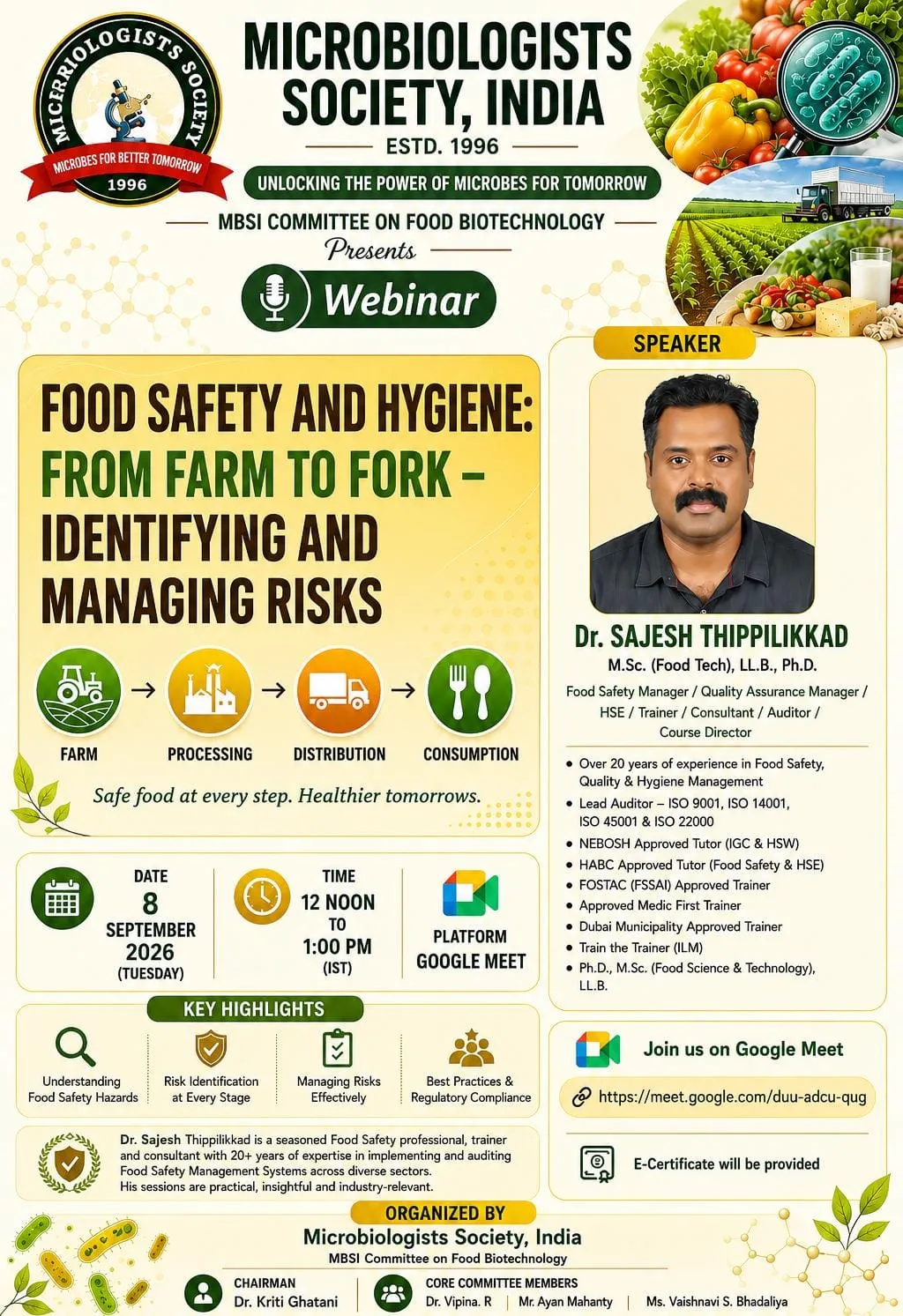 Food Safety and Hygiene: From Farm to Fork – Identifying and Managing Risks