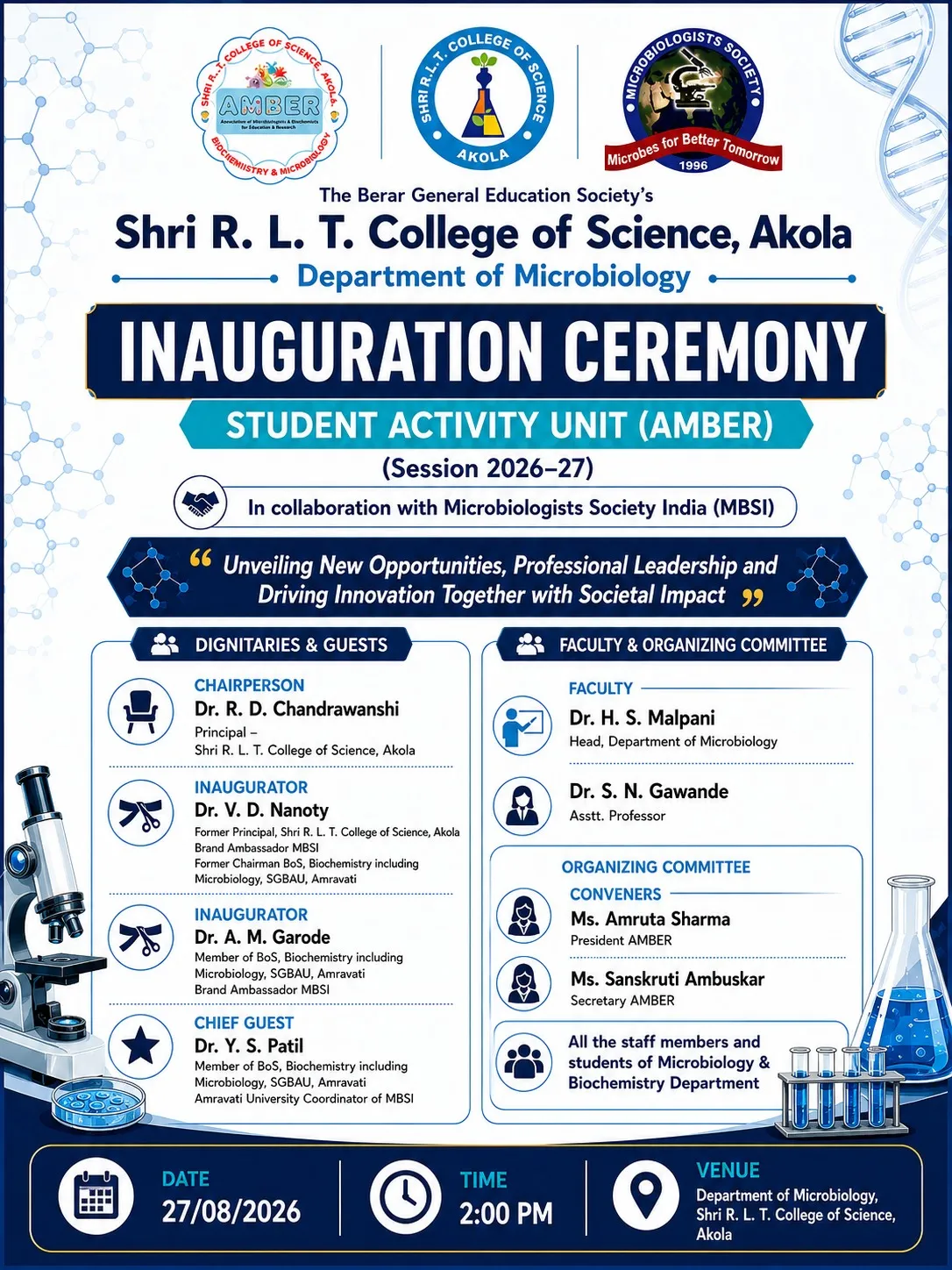 Shri R. L. T. College of Science, Akola, Student Unit – Maharashtra